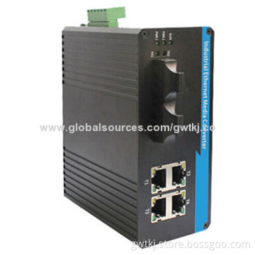 Gigabit Ethernet media converter, for harsh industrial environment, 24V DC, 40-85°C